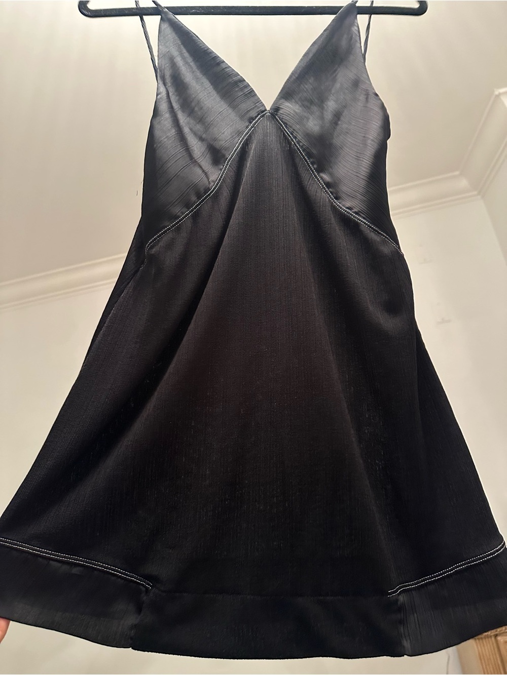 Zara Black Satin V-Neck Slip Dress